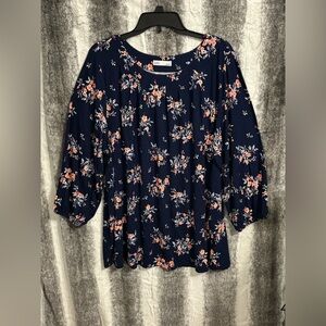 Croft & Barrow Navy Floral Blouse